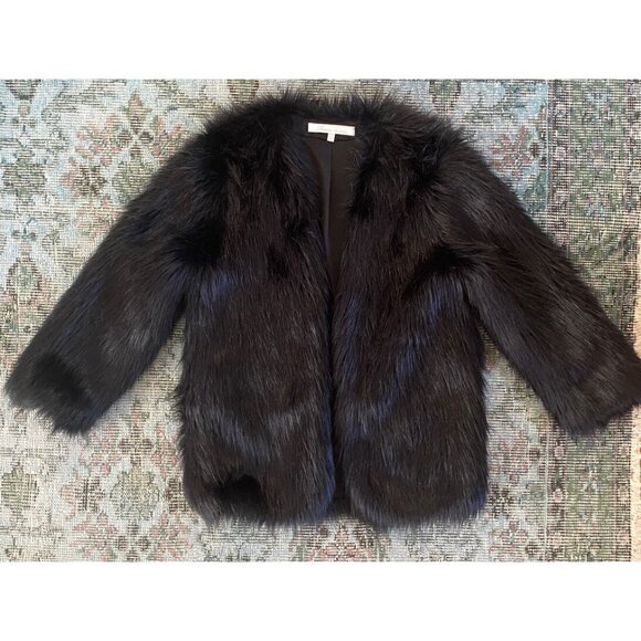 LOVERS + FRIENDS black Adora Faux Fur Jacket XS coat Rocker 0 2 4 - Picture 4 of 10